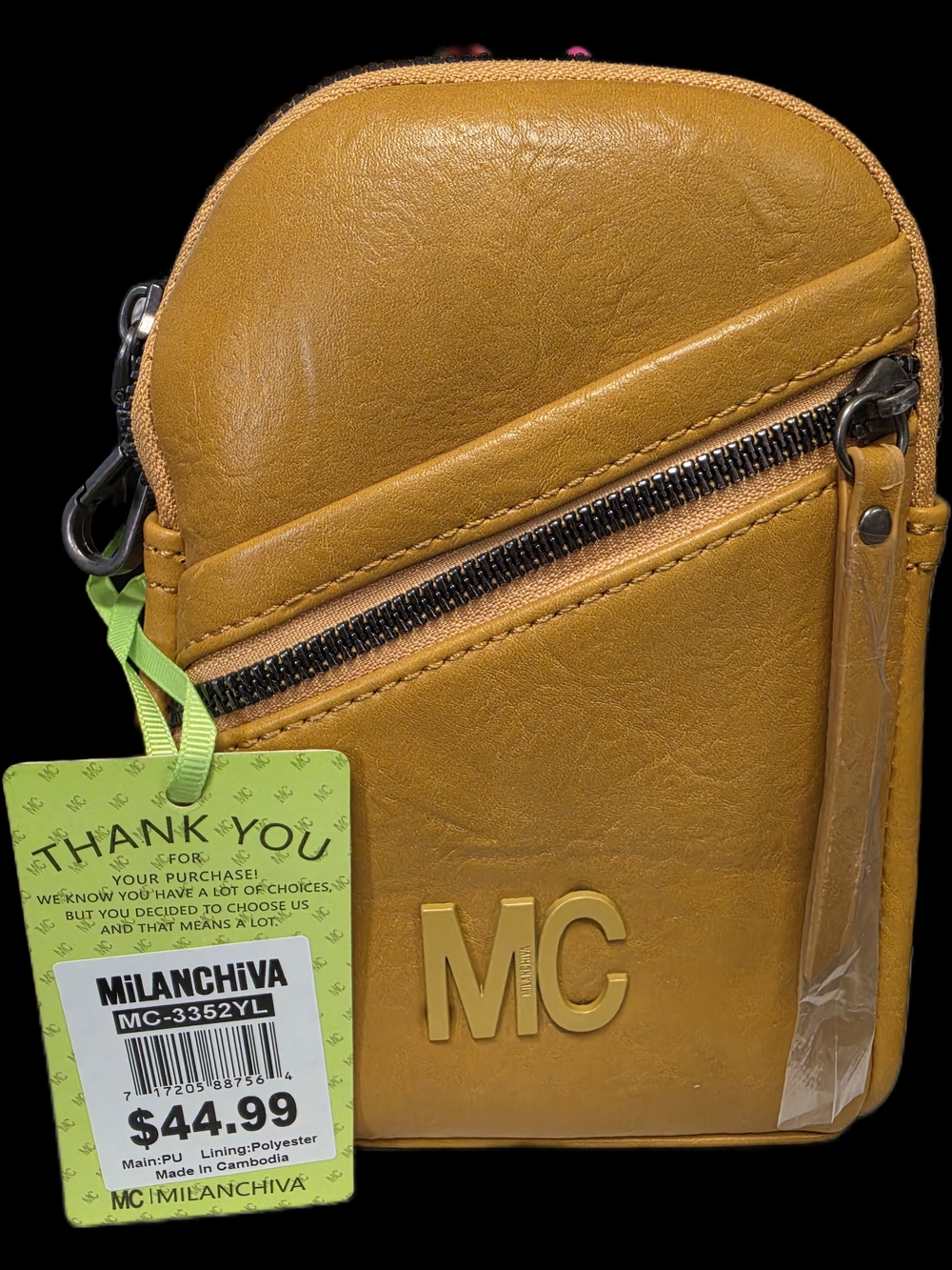 MC Mustard Yellow Crossbody Purse Bag With Removeable Guitar Strap
